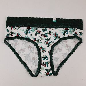 Maurices Womens Extra Large XL Hipster Underwear Lace Accent Holiday Poinsettia